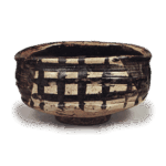 黑织部格子纹沓茶碗 铭破窗