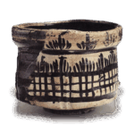 黑织部菖蒲格子纹茶碗 铭柾垣