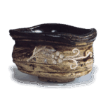 黑织部唐草纹沓茶碗