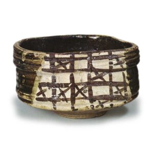 黑织部沓茶碗 铭草庵