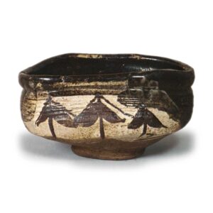 黑织部杉纹沓茶碗