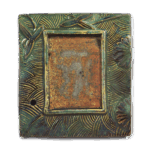 織部波菊沢瀉文陶硯