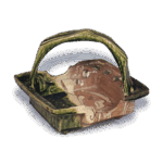 织部芦鹭纹切落手鉢