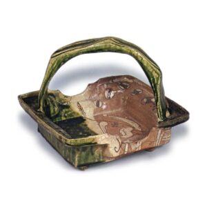 织部芦鹭纹切落手鉢