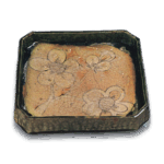 织部草花纹四方隅切平鉢