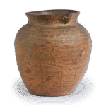 备前刻文片口壶