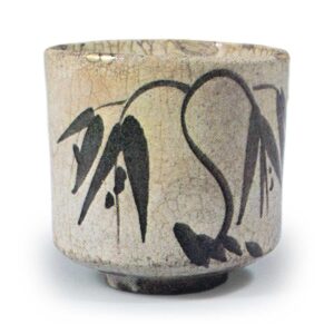 绘唐津柳纹筒形茶碗