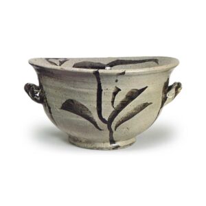 绘唐津草花纹手付大鉢