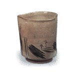 绘唐津山水纹桃形筒向付