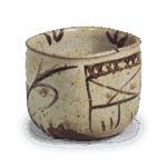 绘唐津草纹四方筒向付