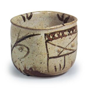 绘唐津草纹四方筒向付