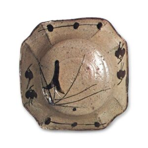 绘唐津水草纹四角付