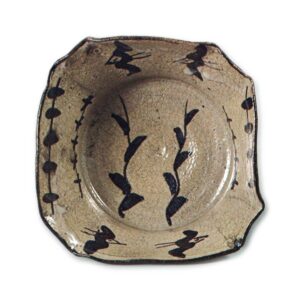 绘唐津水草纹四方向付