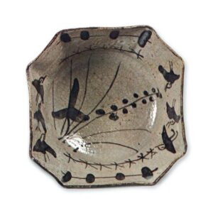 绘唐津水草纹四方向付