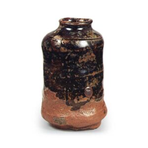 黑唐津茶入 铭唐土