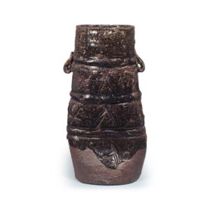 黑唐津耳式花瓶