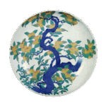 色锅岛彩绘橘纹尺皿