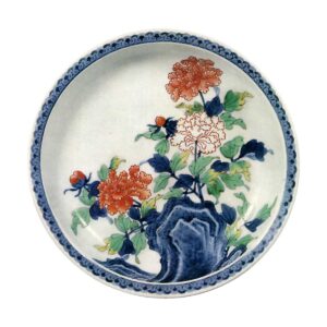 色锅岛彩绘岩牡丹纹七寸盘