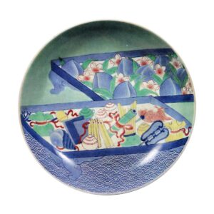 青瓷彩绘桃宝尽纹盘 七寸盘
