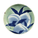 蓝锅岛青瓷染付桃纹七寸盘