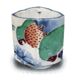 色锅岛色绘鹦鹉纹猪口