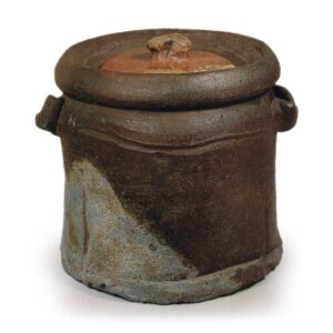 备前矢筈口耳付水指 铭 巌松