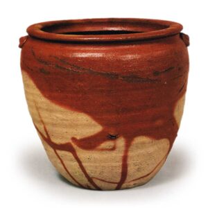 备前绯襷耳付水指