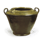 备前耳付水指 铭 木叶猿