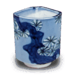 色锅岛彩绘松纹猪口