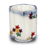 色锅岛彩绘红叶纹猪口杯