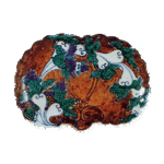 色锅岛锦地色绘水草纹盘