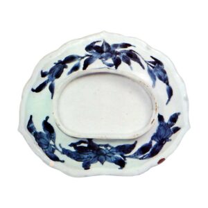 锅岛青瓷染付锦绘芦苇纹盘