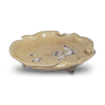 锅岛青瓷染付牵牛花纹三足盘