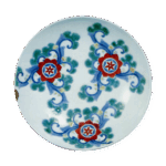 锅岛色绘唐花纹盘