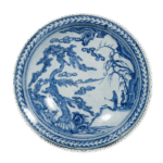 染付树下人物纹大碗