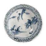 染付山水鹰纹大碗
