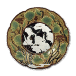 铁釉青瓷染付群鹭纹三足盘