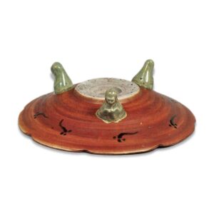 铁釉青瓷染付群鹭纹三足盘