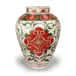 色绘唐花纹八角大壶