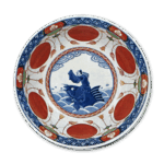 色绘琴高仙大文碗