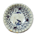 青花鸟纹菊形大碗