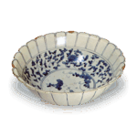 青花葡萄纹菊花形大碗