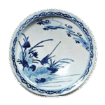 青花草花鶺鴒纹大碗