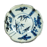 青花竹纹轮花大盘