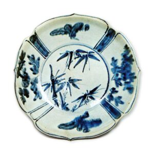 青花竹纹轮花大盘