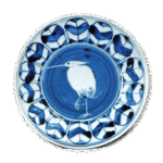 染付鹭鹰羽纹盘