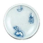 青花吹墨 月兔纹盘