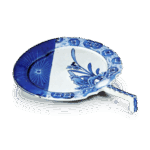 青花水仙纹团扇形盘