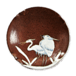 铁釉染付鹭纹盘