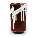 铁釉染付八桥纹猪口